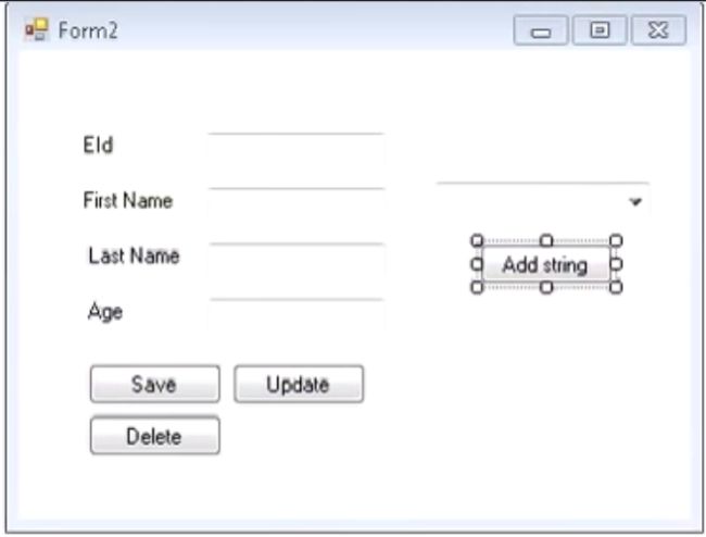 registration form with a combo box